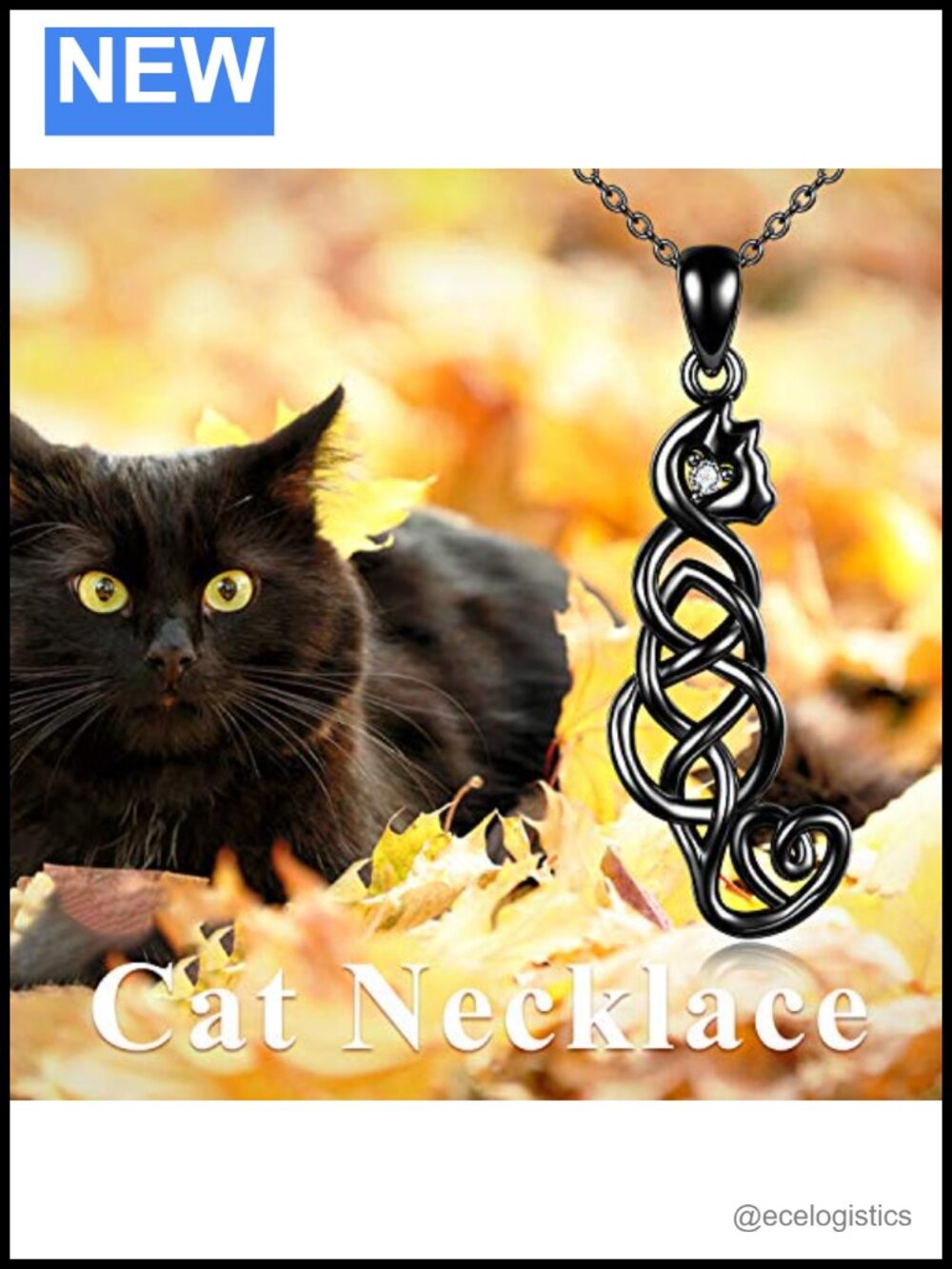 Sterling Silver Celtic Knot Cat Necklace Pendant Jewelry - Picture 3 of 6